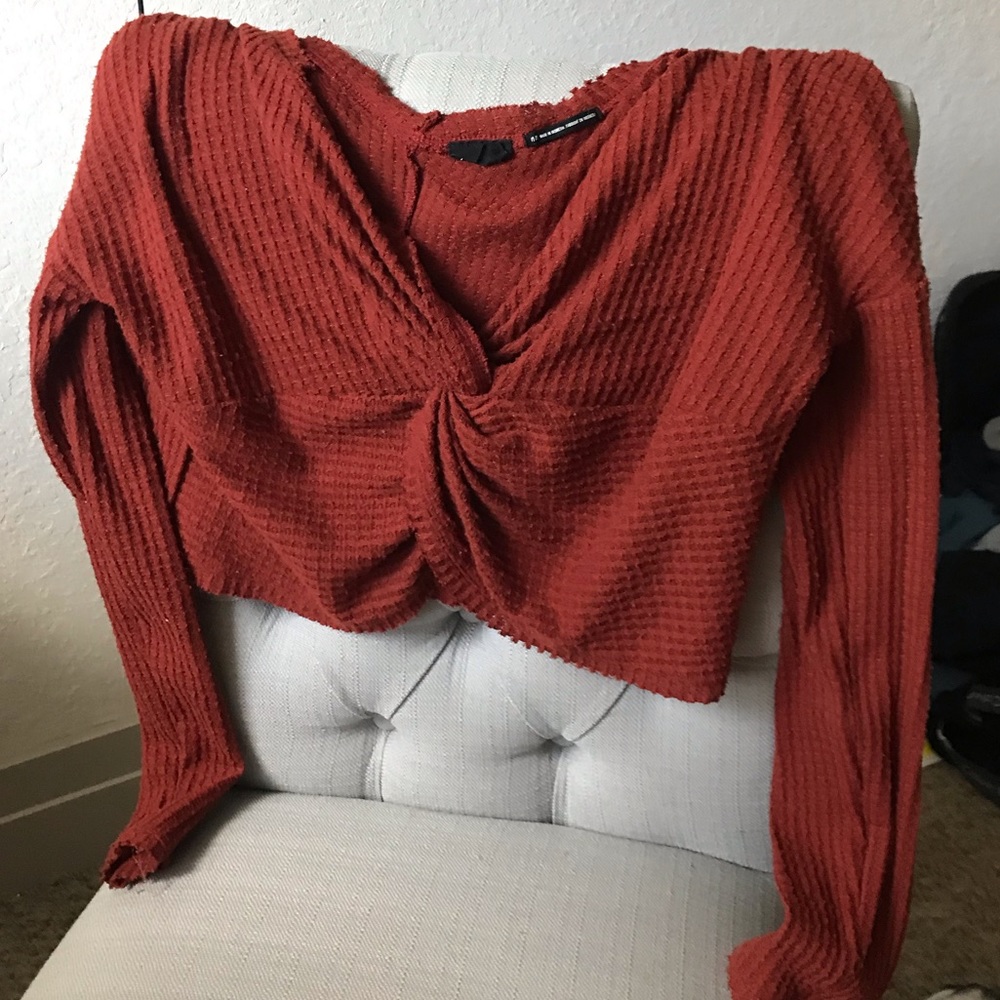 Urban outfitters terra cotta waffle knit crop top